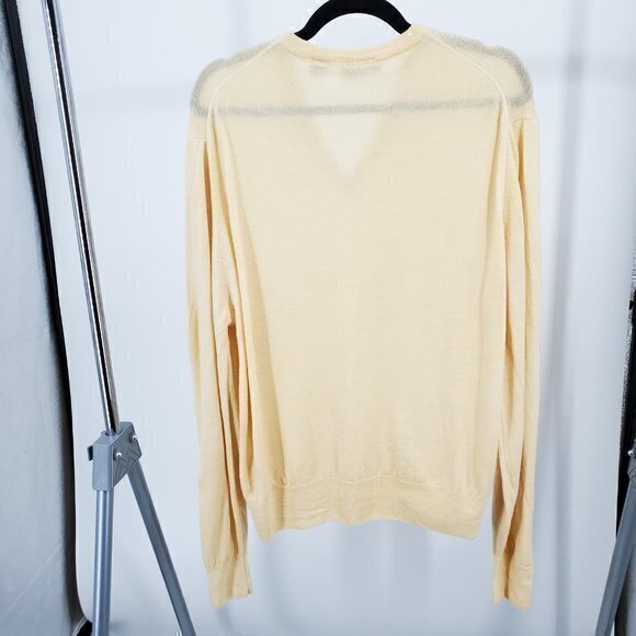 Men's Marc Lewis 100% Merino Wool V-Neck Sweater L Yellow - Picture 2 of 16